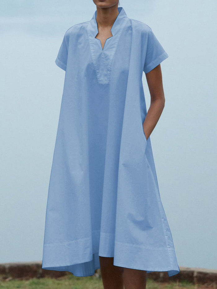 Simple Casual Loose V Neck Dress