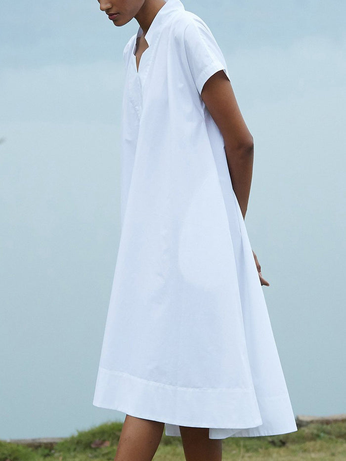 Simple Casual Loose V Neck Dress