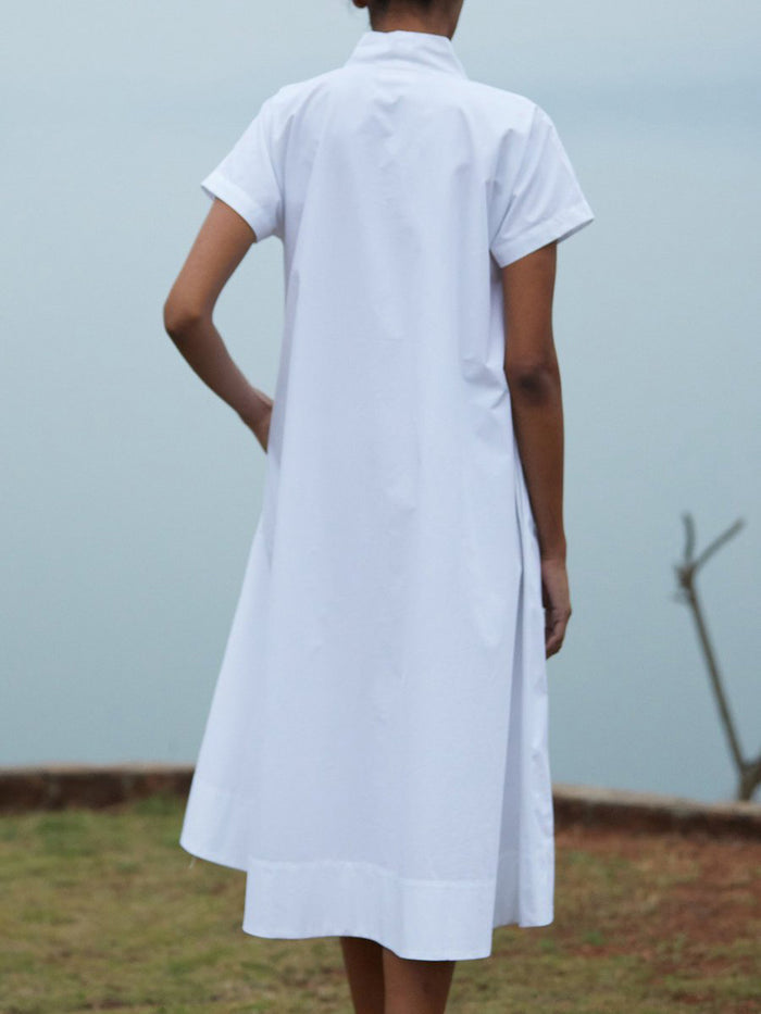 Simple Casual Loose V Neck Dress