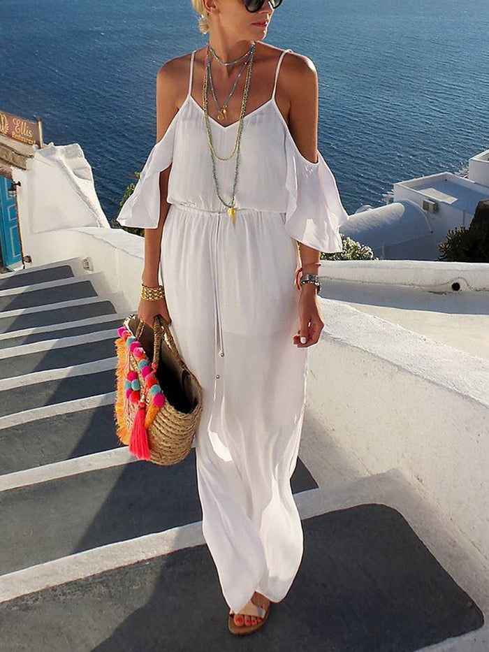 Simple Casual Loose V Neck Dress