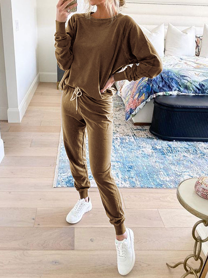 Simple Solid Color Long Sleeve Casual Suit