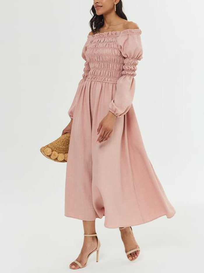 Single Collar Solid Color Elegant Dress
