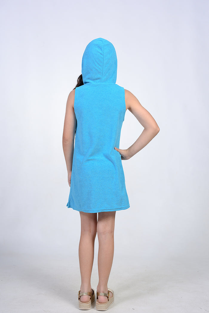 Sleeveless terry hoodie dress