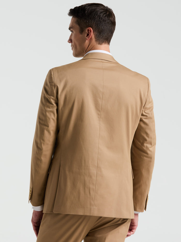 Slim Fit Cotton Blend Suit Jacket (Tan)