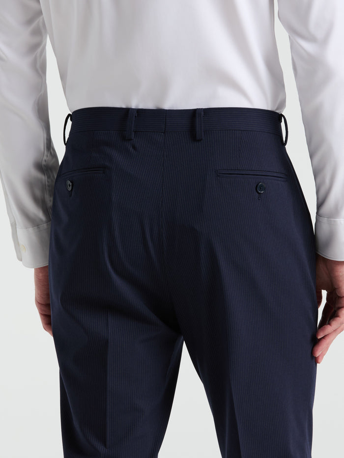 Slim Fit Pinstripe Suit Pant (Blue)