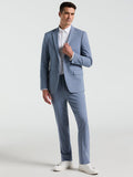 Slim Fit Plaid Print Suit Pant (Blue)