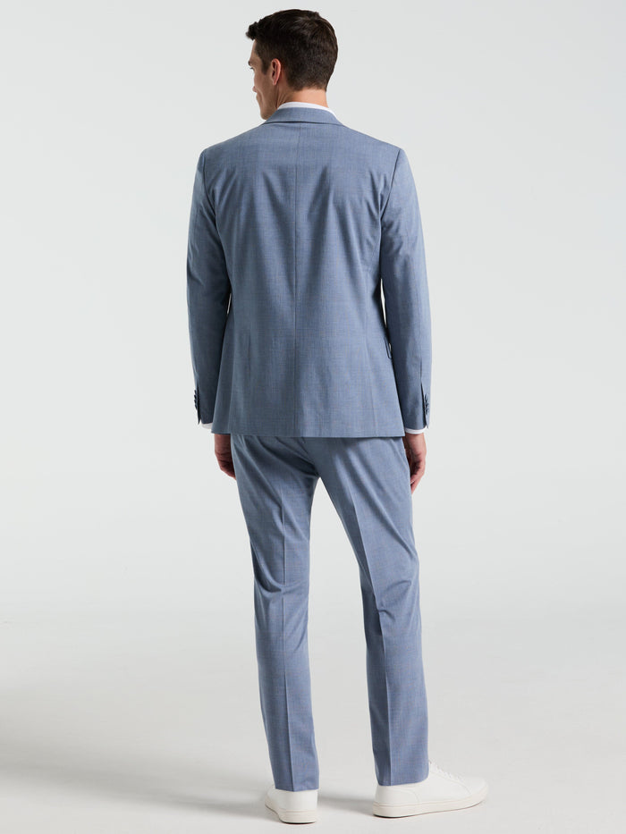 Slim Fit Plaid Print Suit Pant (Blue)