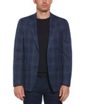 Slim Fit Plaid Tweed Sport Suit Jacket (Blue)
