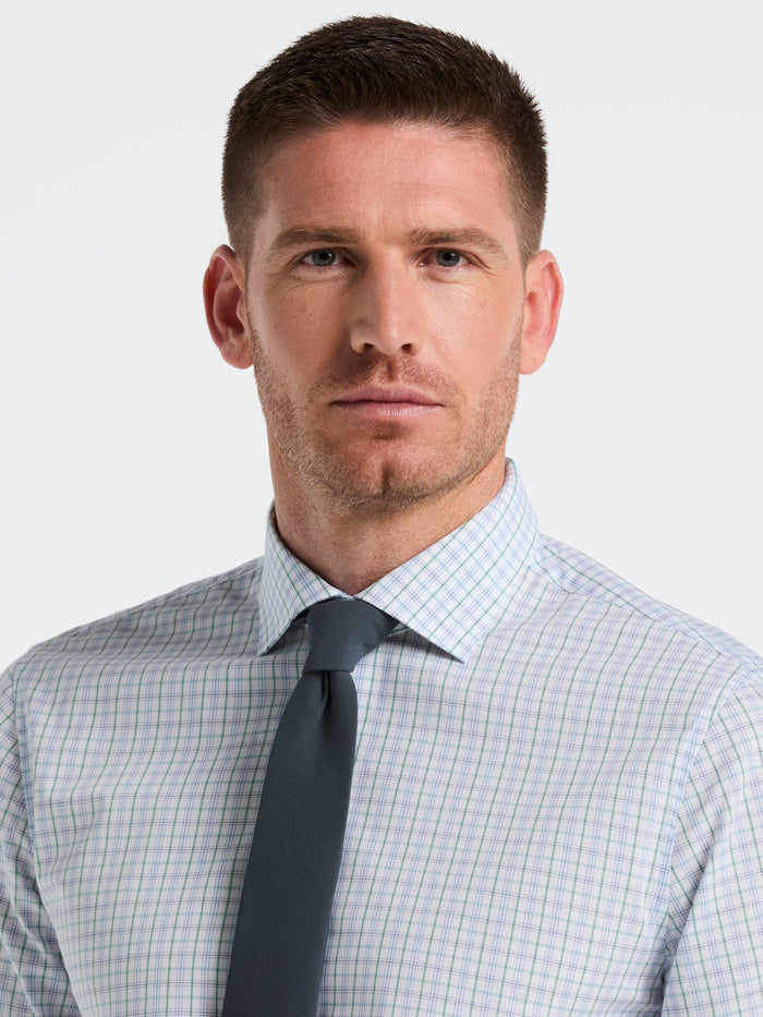 Stretch Checkered Shirt (Blue)