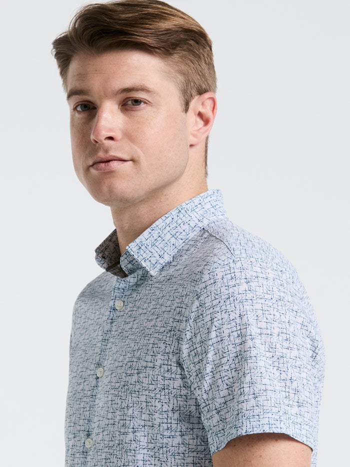 Slim Fit Textured Print Shirt (Bright White)
