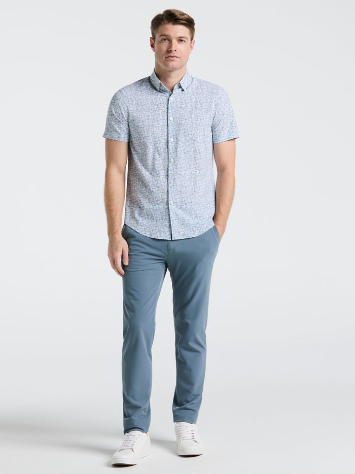 Slim Fit Textured Print Shirt (Bright White)