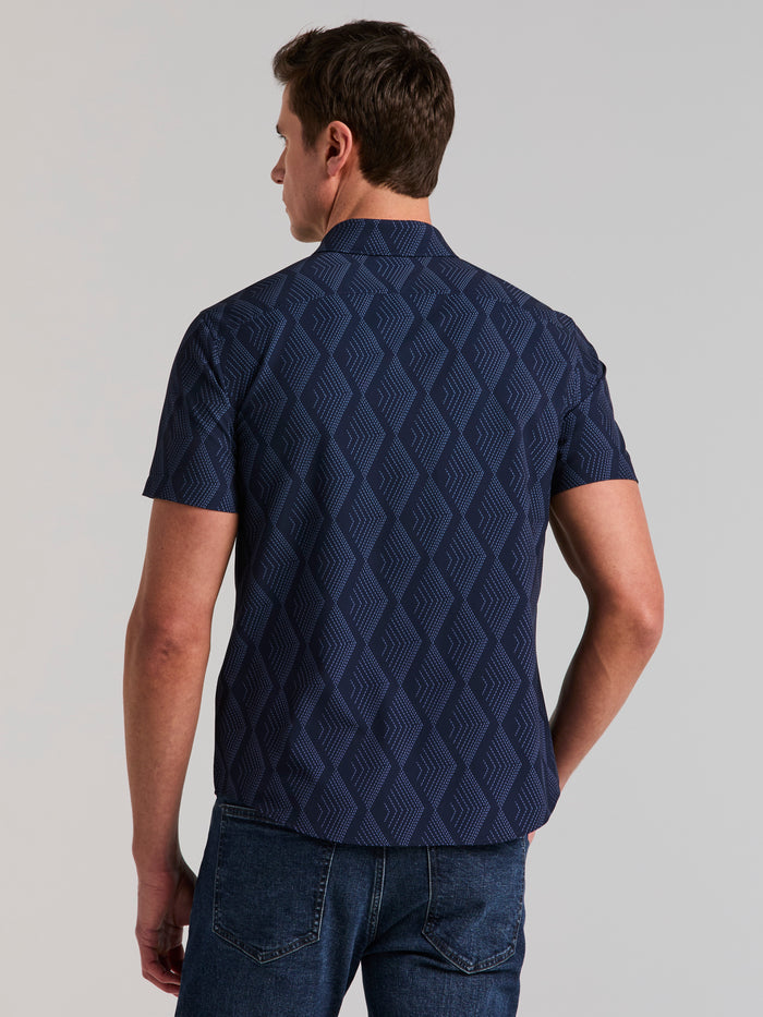 Short Sleeve Diamond Print Shirt (Pageant Blue)