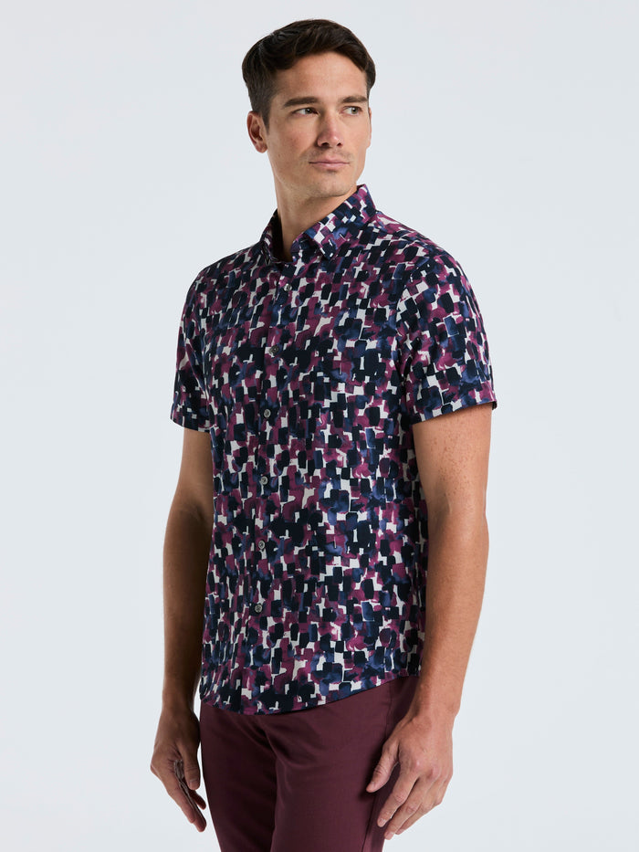 Slim Fit Watercolor Print Shirt (Moonlight Ocean)