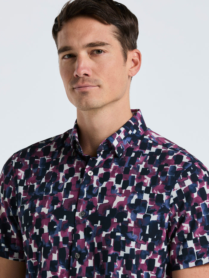 Slim Fit Watercolor Print Shirt (Moonlight Ocean)