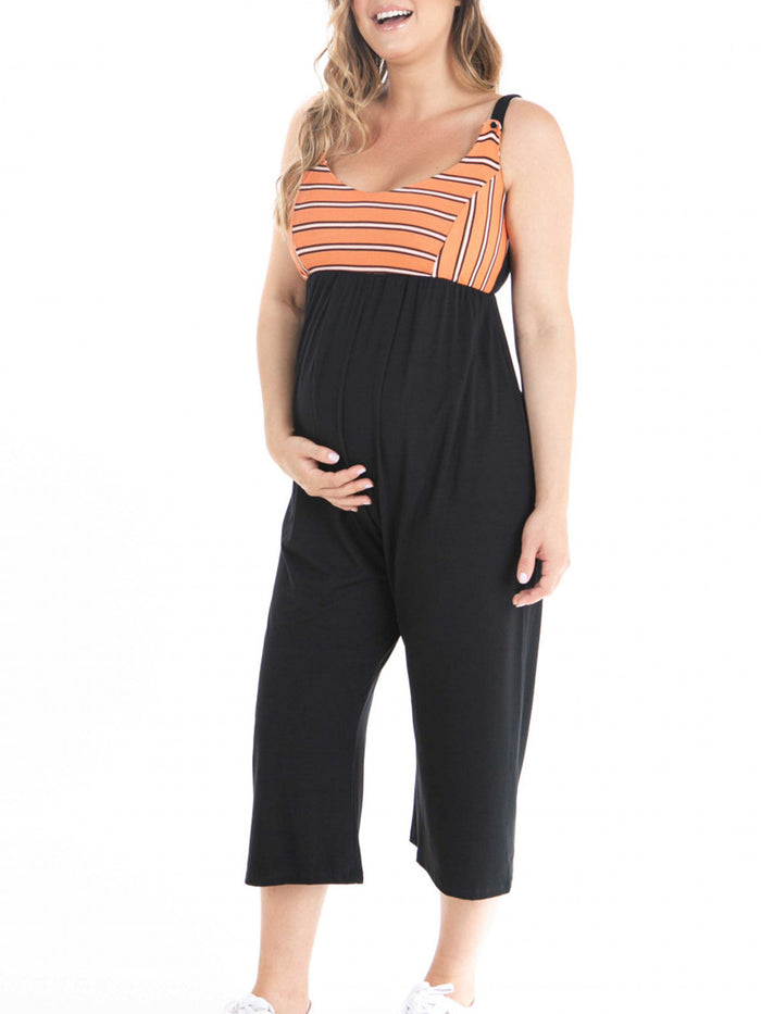 Sling Striped Loose Casual Pregnant Women'S Jumpsuit