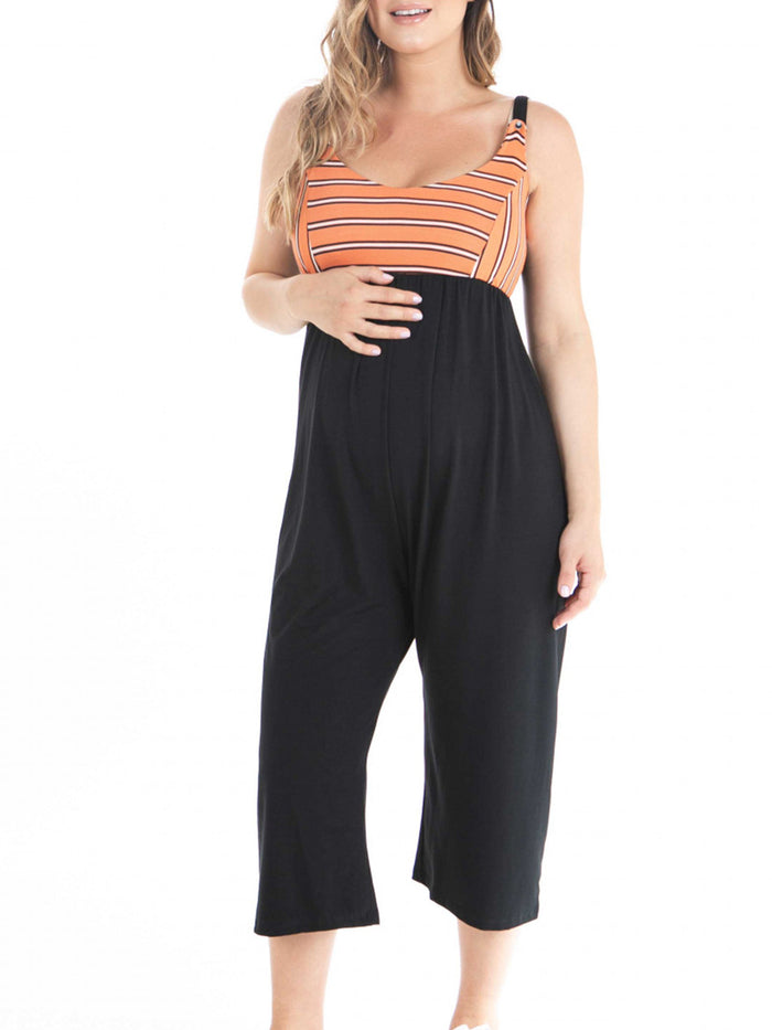 Sling Striped Loose Casual Pregnant Women'S Jumpsuit