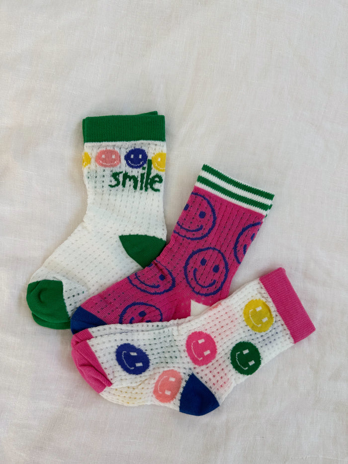 Smiley Candy Socks Set (3 pairs) - Sun Peony Coconut