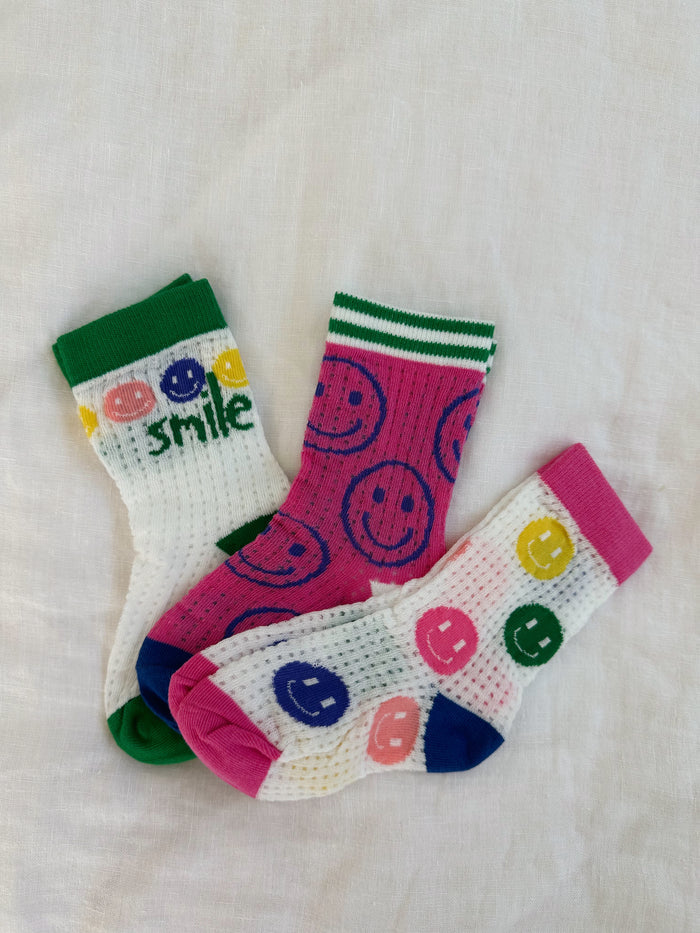 Smiley Candy Socks Set (3 pairs) - Sun Peony Coconut