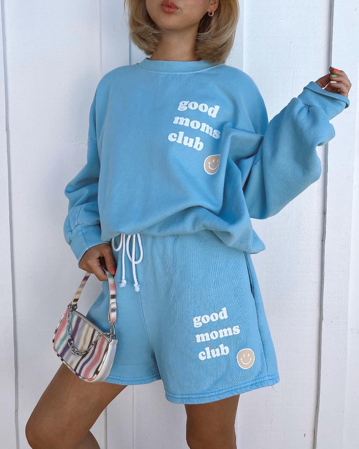 SMILEY GOOD MOMS CLUB SWEATSHIRT - Sun Peony Coconut