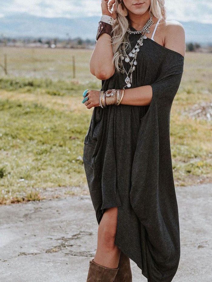 Solid Color Casual Dress