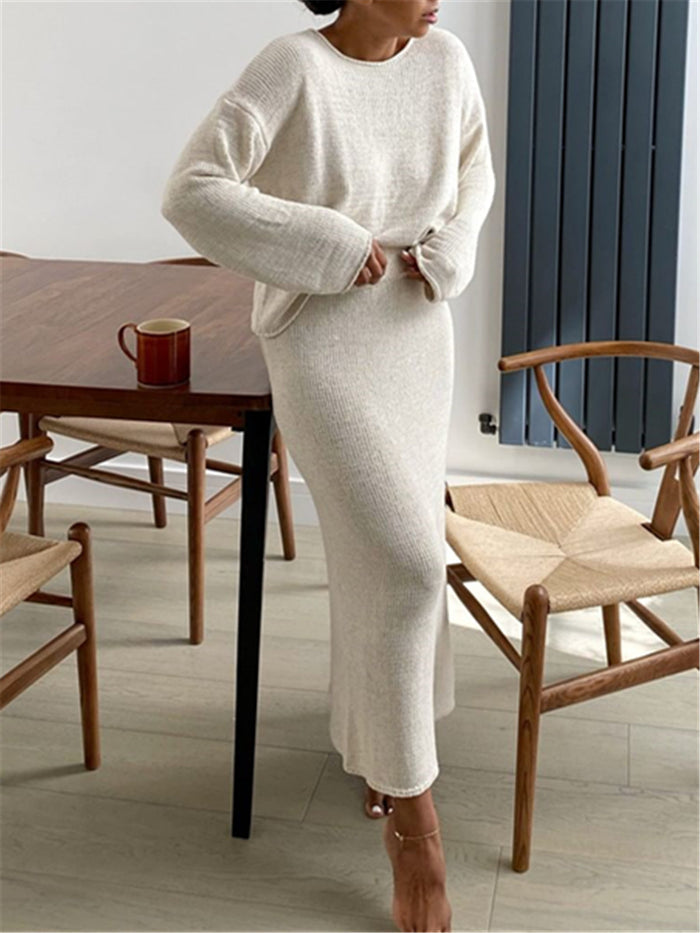 Solid Color Knitted Loose Suit Skirt