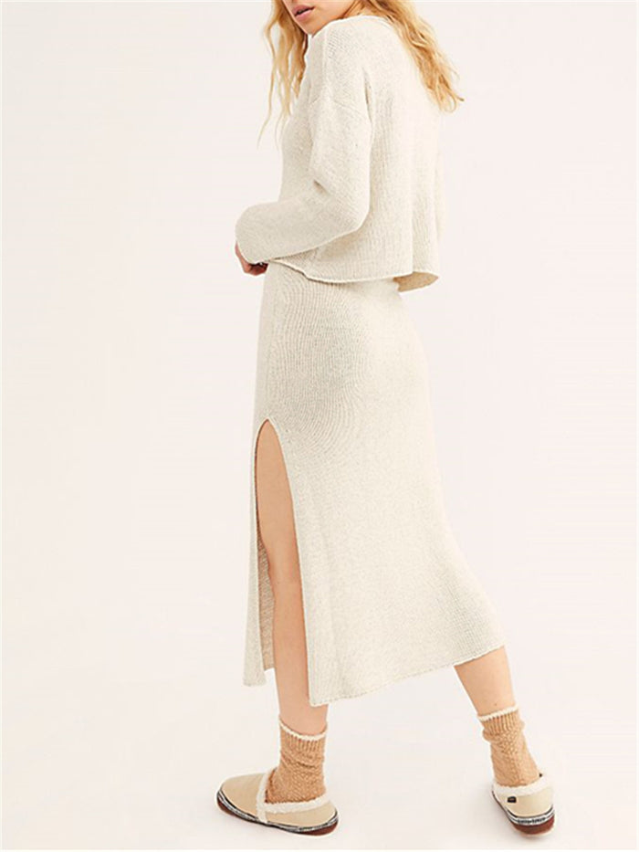 Solid Color Knitted Loose Suit Skirt