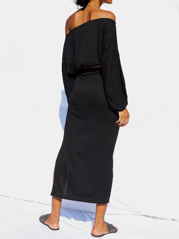 Solid Color Long Sleeve Casual Two-piece Suit