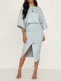 Solid Color Sets Loose Blouse Split Skirt Two-piece Suit