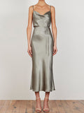 Solid Color Sling Party Evening Dress