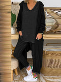 Solid Color Top Trousers and Cardigan Outwear Three-piece Suit