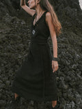 Solid Color Twist Tie Sling Maxi Dress