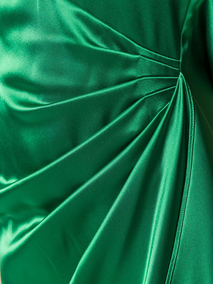 Solid Color V-neck Halter Neck Split Evening Dress