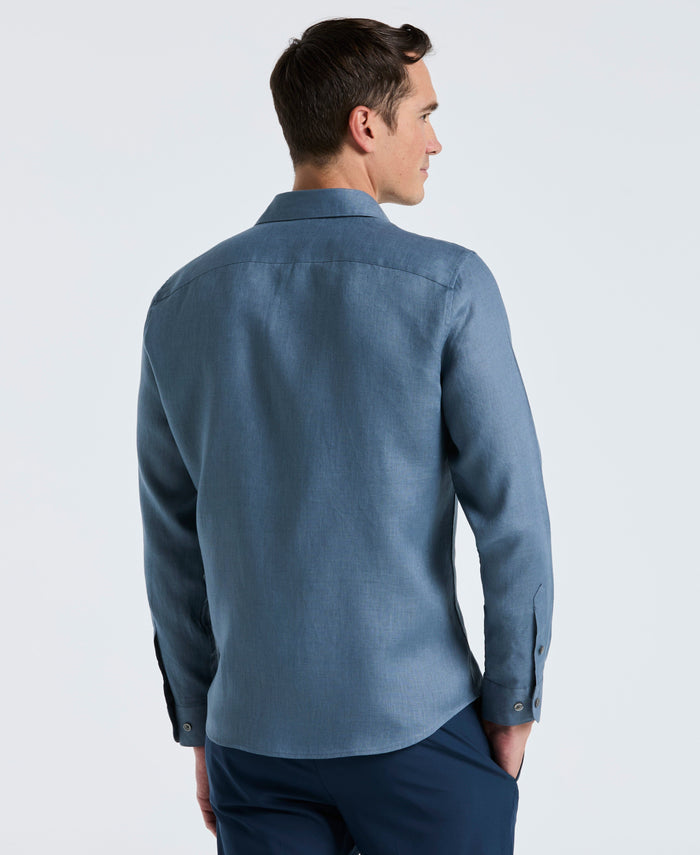 Solid Linen Shirt (Blue Mirage)