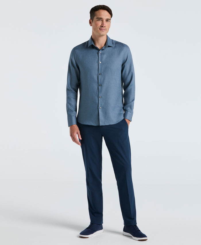 Solid Linen Shirt (Blue Mirage)