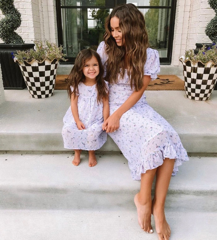 Sophia Floral Mom Dress Lilac - Sun Peony Coconut
