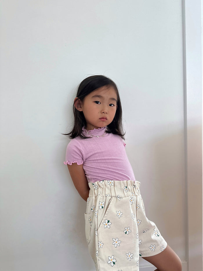 Stella Floral Girly Shorts Creme - Sun Peony Coconut