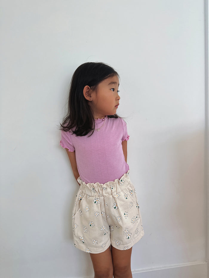 Stella Floral Girly Shorts Creme - Sun Peony Coconut