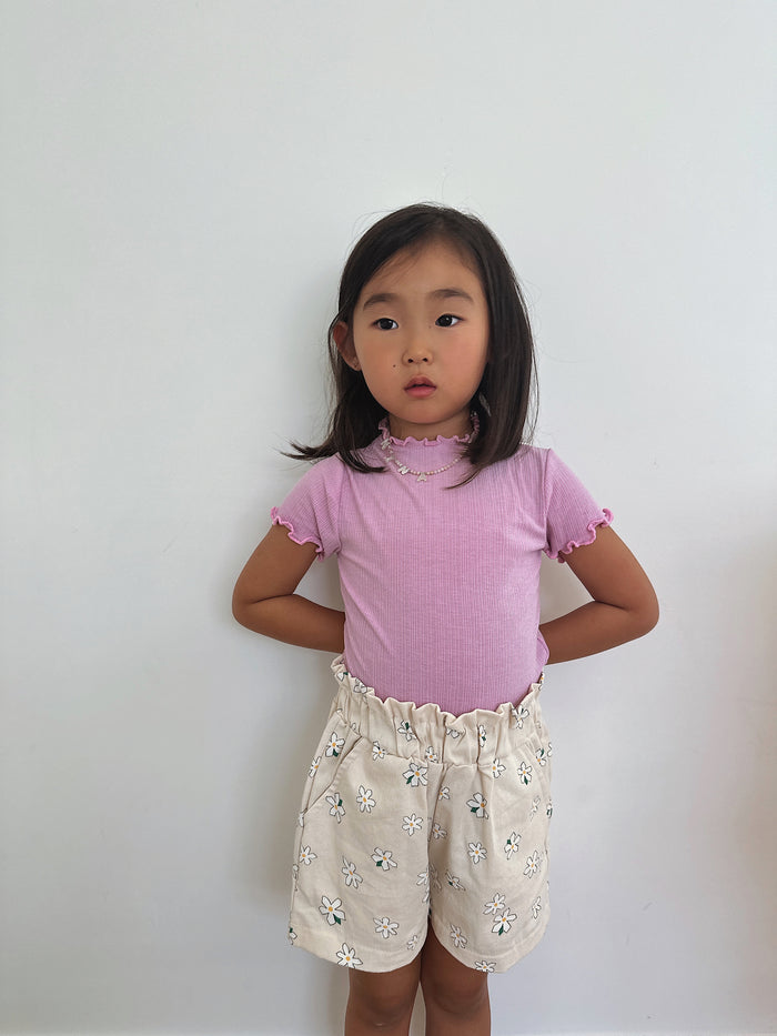 Stella Floral Girly Shorts Creme - Sun Peony Coconut