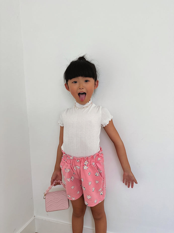 Stella Floral Girly Shorts Pink - Sun Peony Coconut