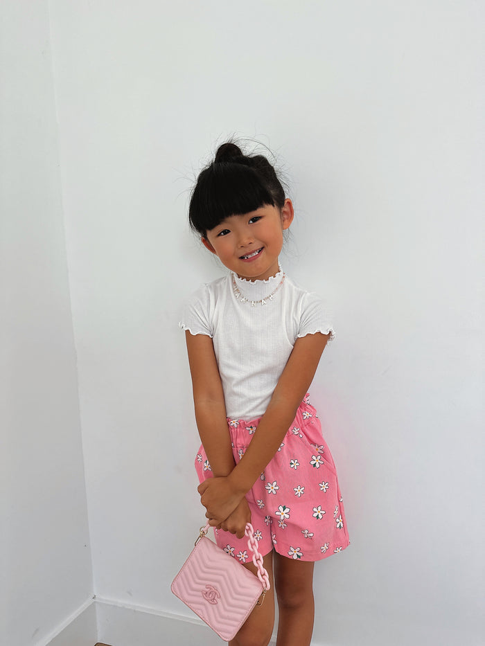 Stella Floral Girly Shorts Pink - Sun Peony Coconut