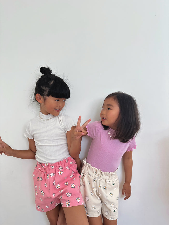 Stella Floral Girly Shorts Pink - Sun Peony Coconut