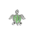Sterling Silver Hawaiian Green Turquoise Vertical Wave CZ Honu Pendant
