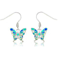 Sterling Silver Rainbow Opal Butterfly Dangle Earrings