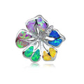 Sterling Silver Rainbow Opal Hibiscus Flower Pendant~25MM