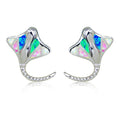 Sterling Silver Rainbow Opal Stingray Earrings