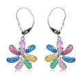 Sterling Silver Rainbow Opal Tiare Flower Earrings~15MM