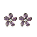 Sterling Silver Semi-Precious Purple Amethyst Plumeria Earrings