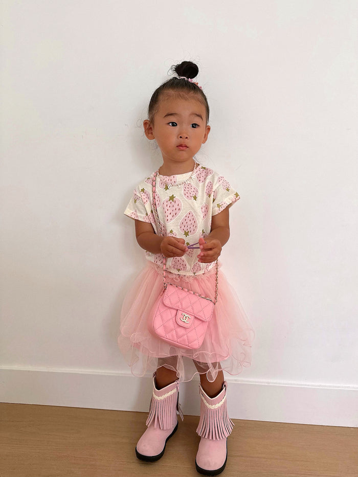 Strawberry Princess Tee + Tutu Skirt Set - Sun Peony Coconut
