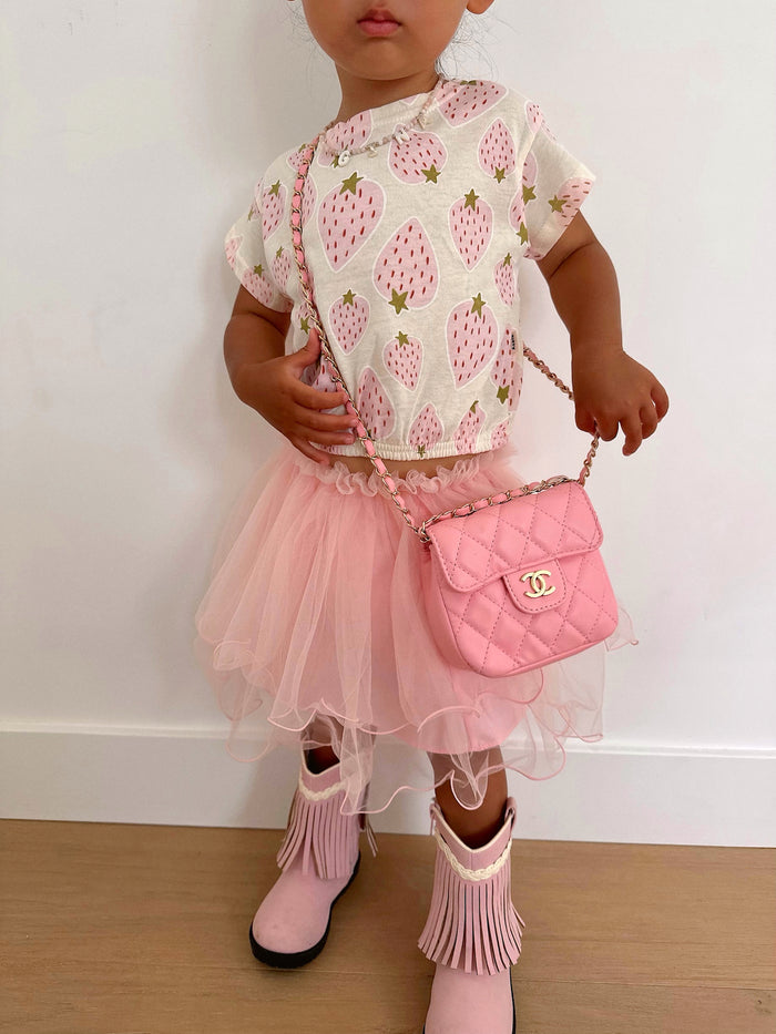 Strawberry Princess Tee + Tutu Skirt Set - Sun Peony Coconut