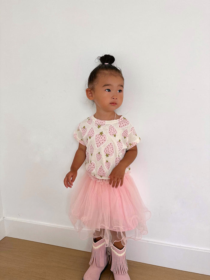 Strawberry Princess Tee + Tutu Skirt Set - Sun Peony Coconut